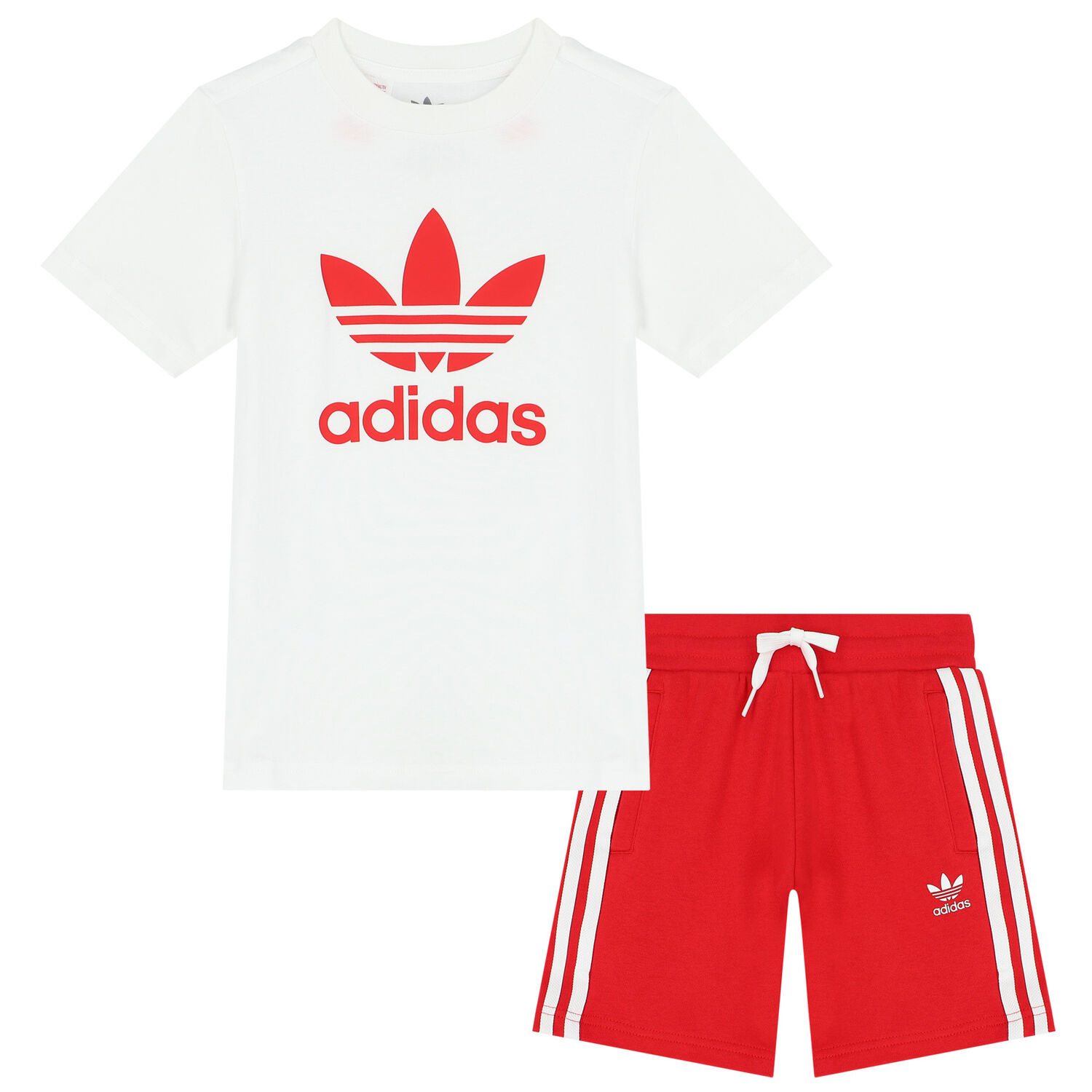 White & Red Logo Shorts Set, 4, hi-res