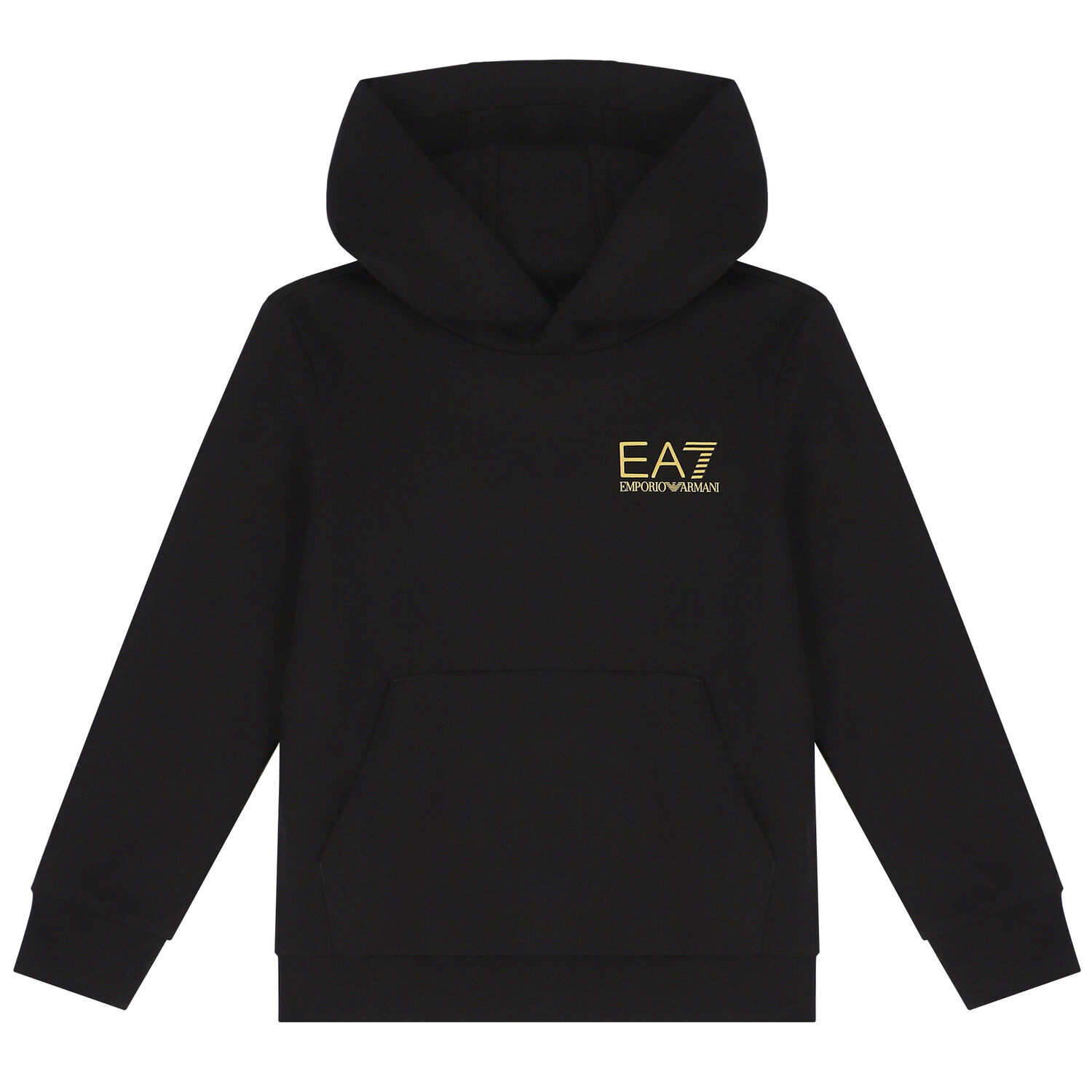 Boys Black Logo Hooded Top, 1, hi-res