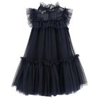 فستان بنات تول منقط باللون الكحلي, 1, hi-res