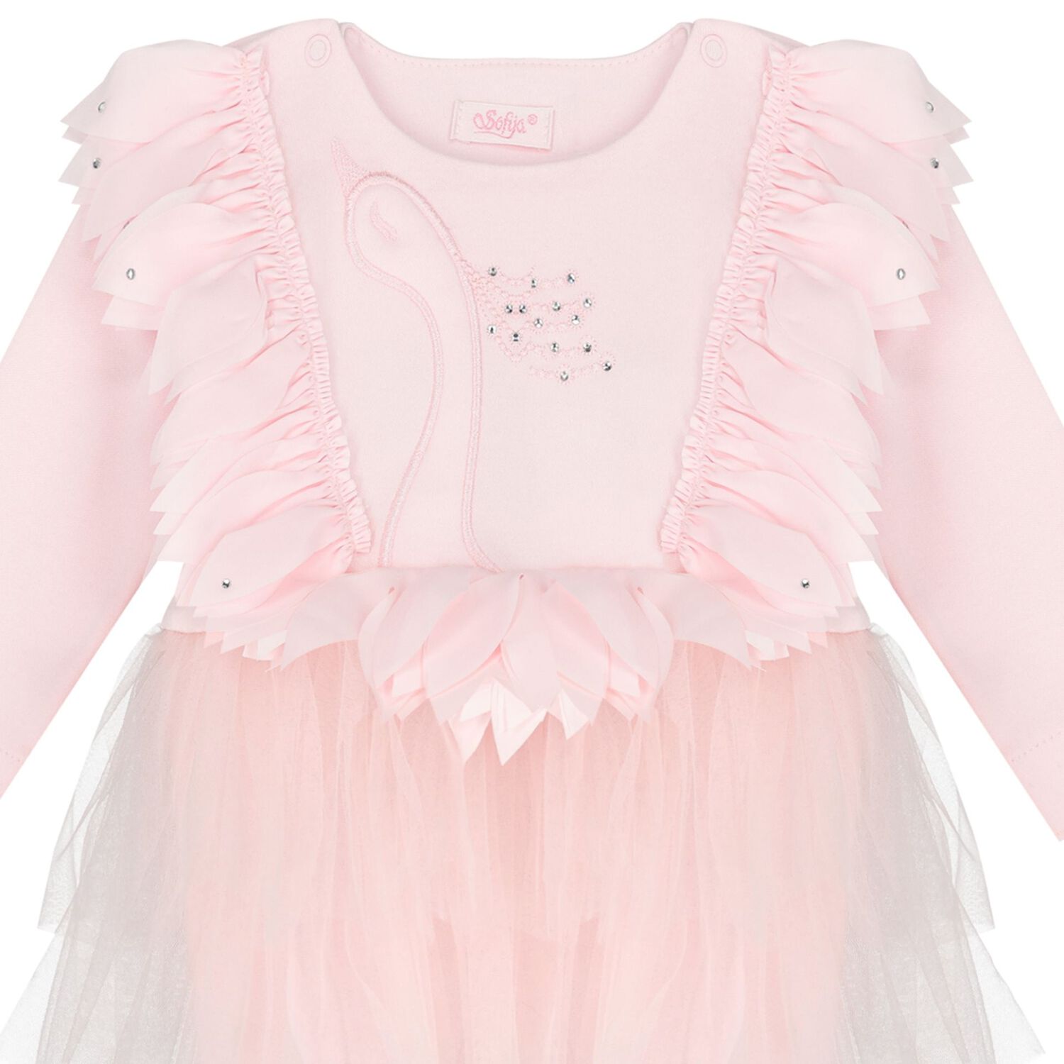 Baby Girls Pink Swan Tutu Babygrow, 1, hi-res image number null