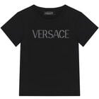 Girls Black Embellished Logo T-Shirt, 2, hi-res