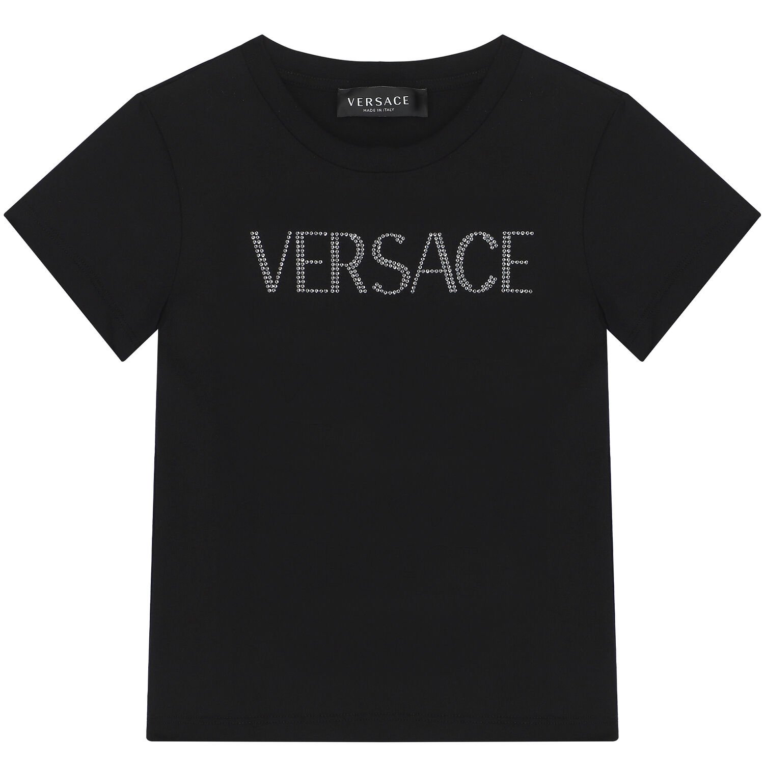 Girls Black Embellished Logo T-Shirt, 2, hi-res