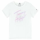 Girls White Holographic Logo T-Shirt, 2, hi-res