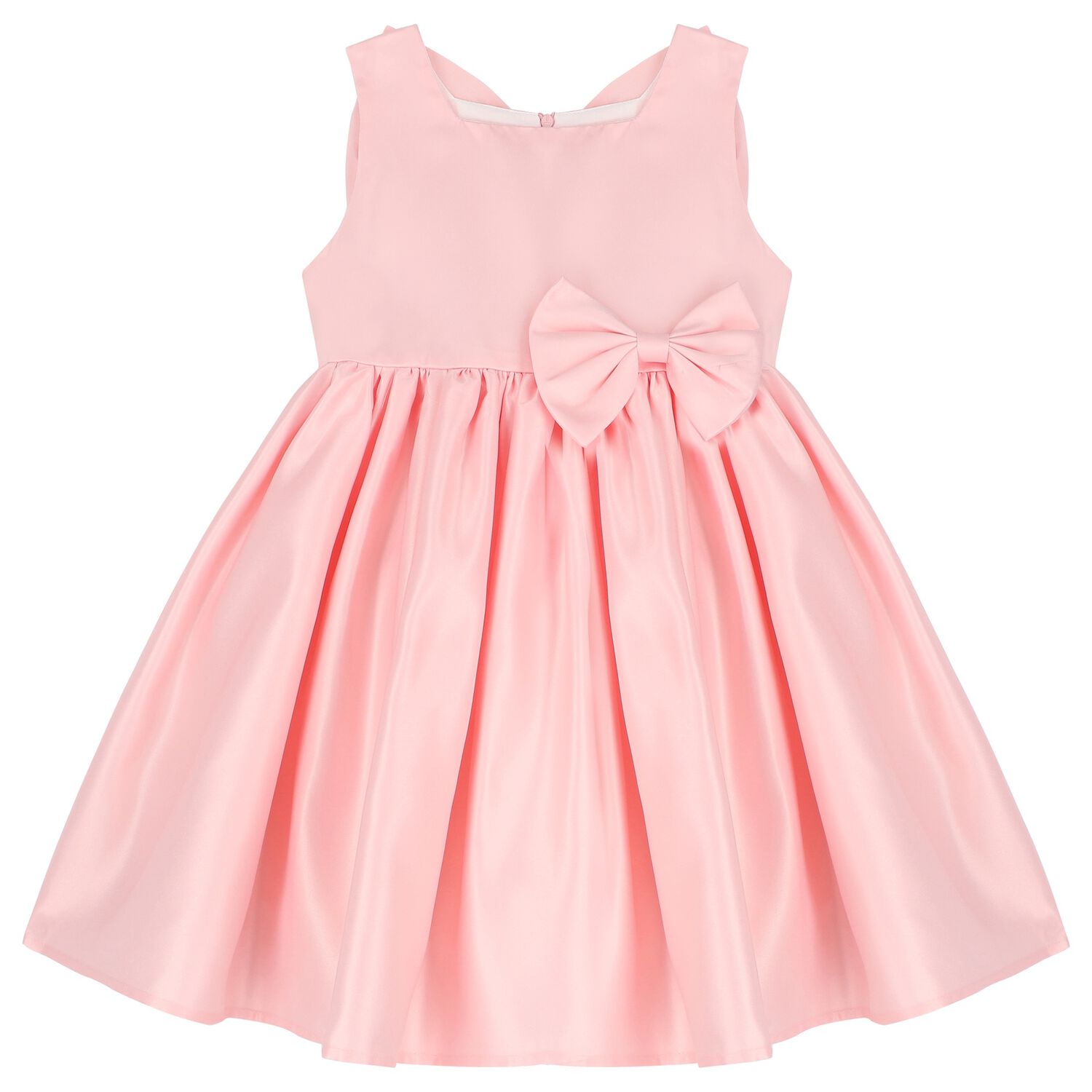 فستان بنات ستان بفيونكة باللون الوردي, 1, hi-res image number null