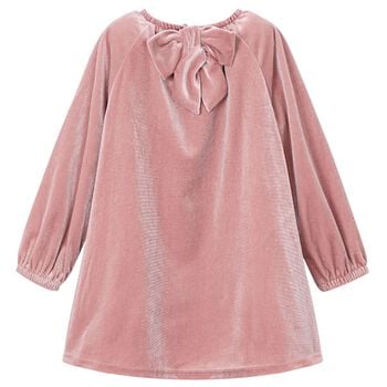 Girls Pink Sparkly Velour Dress