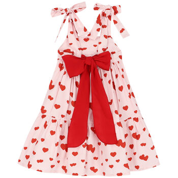 Girls Pink & Red Hearts Dress