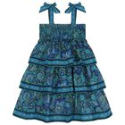 Girls Blue & Green Paisley Dress , 1, hi-res