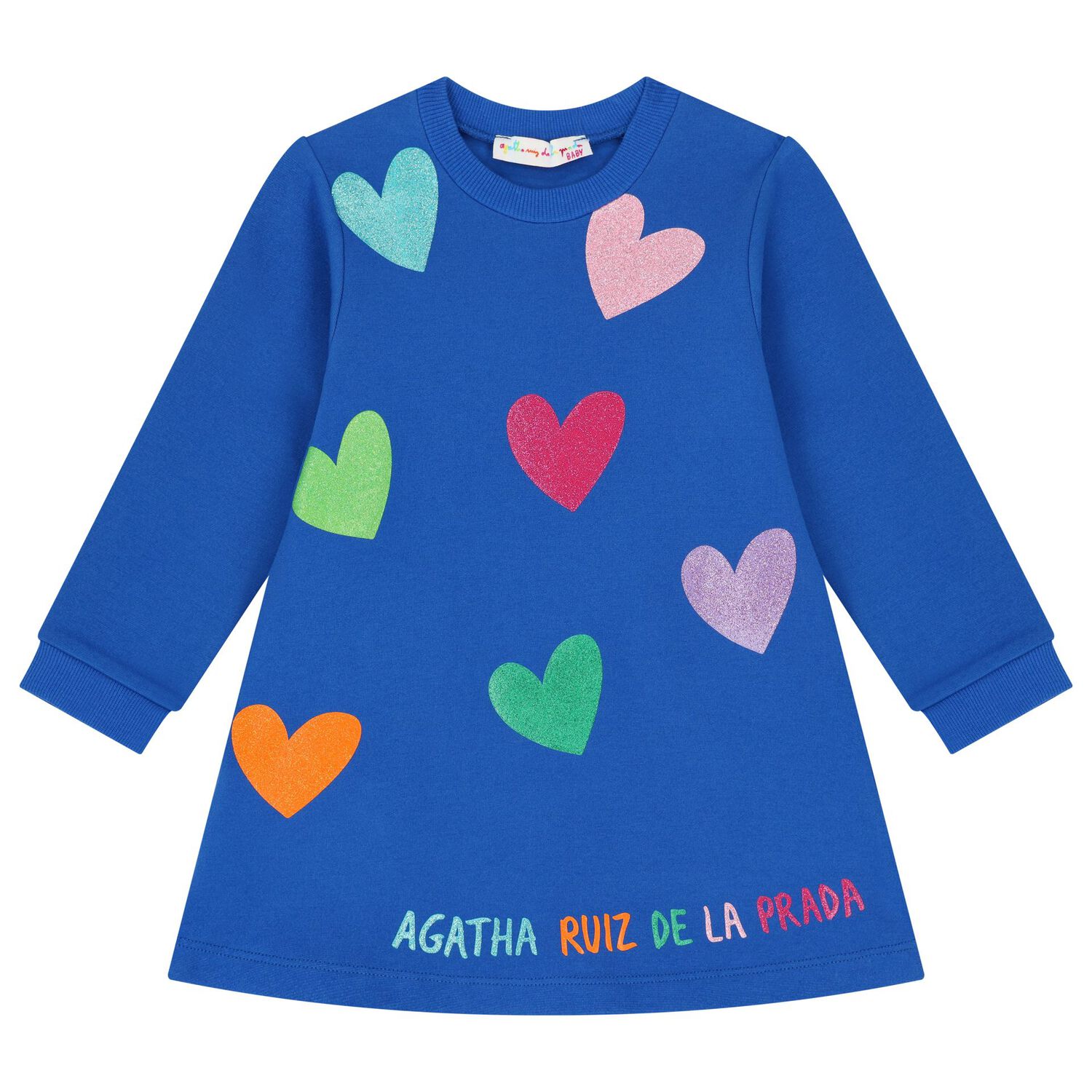 طقم فستان على شكل قلب أزرق للبنات, 1, hi-res