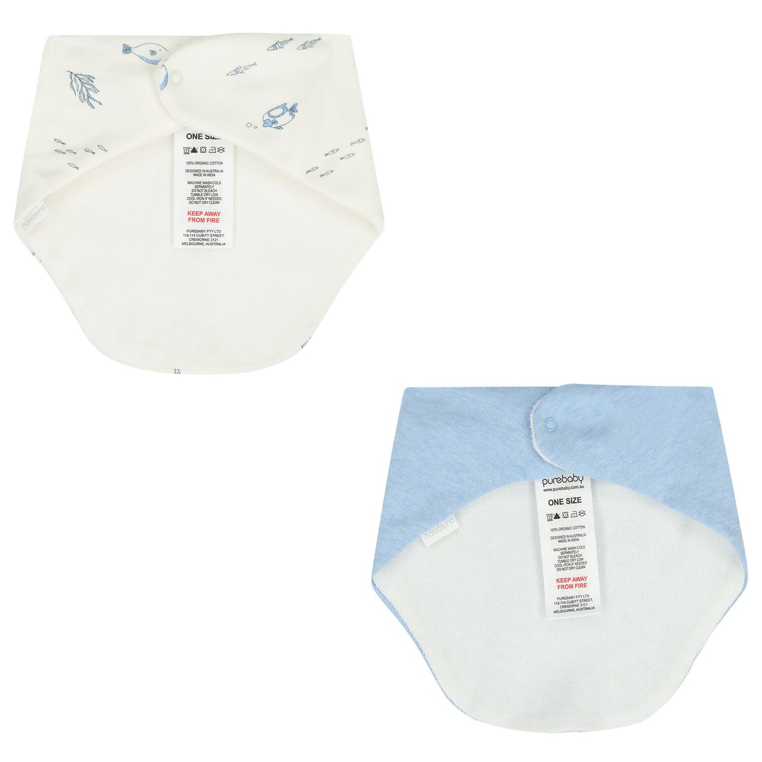 Baby Boys White & Blue Marine Animals Bibs ( 2-Pack ), 3, hi-res image number null