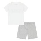 Younger White & Grey Teddy Bear Logo Shorts Set, 2, hi-res