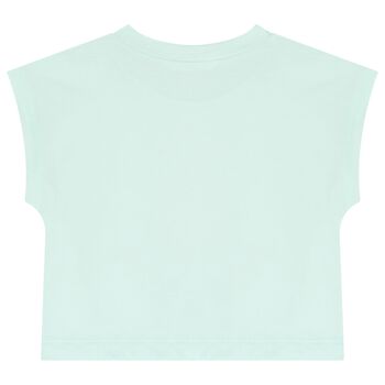 تيشيرت بنات مزين بالترتر على شكل شمس باللون الأخضر