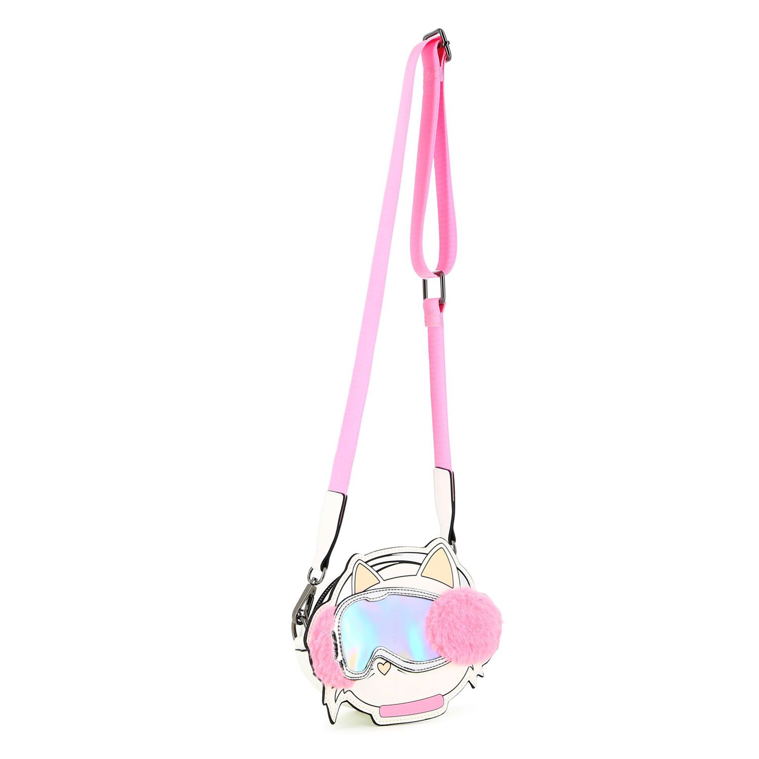 Girls White & Pink Choupette Shoulder Bag ( 14cm ), 1, hi-res