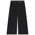 Girls Black Logo Trousers, 1, hi-res