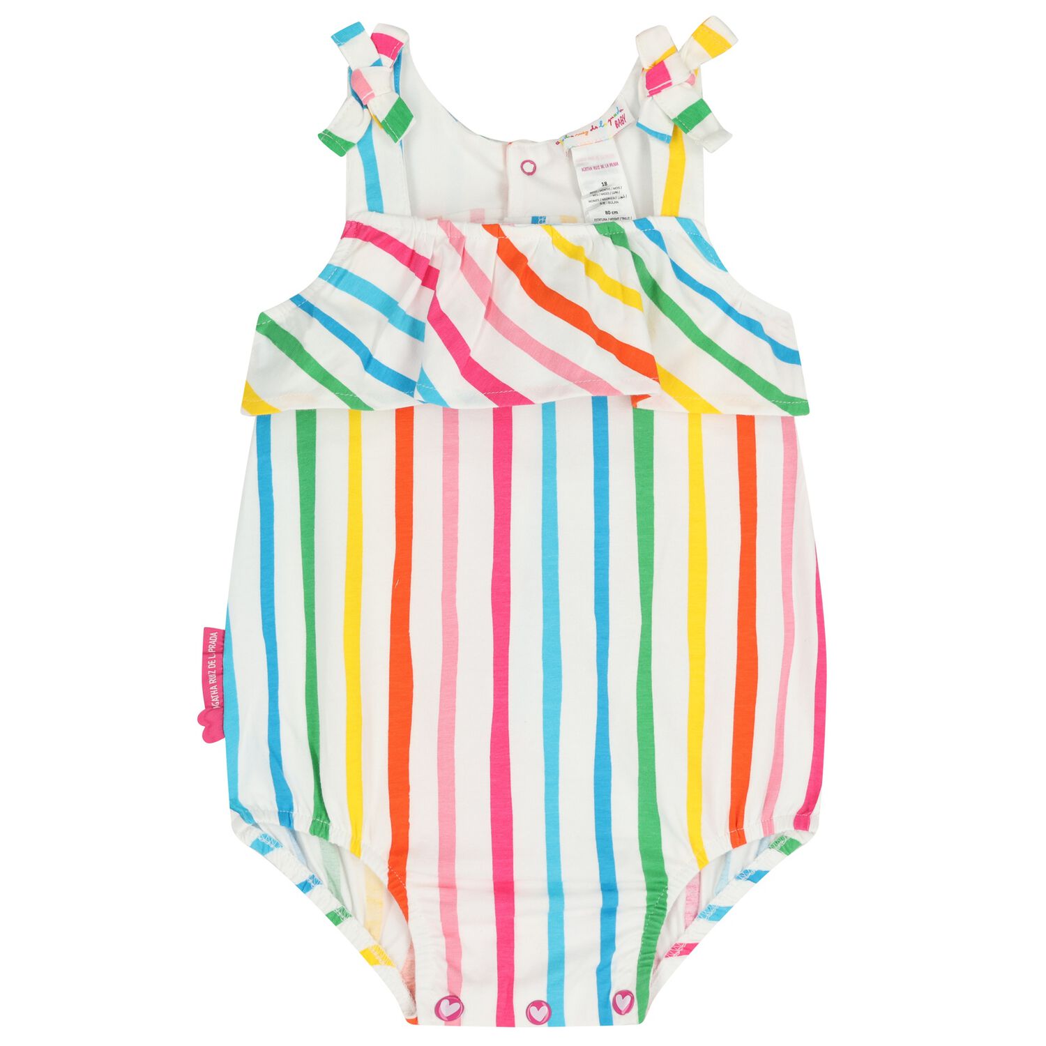 Baby Girls White Striped Bodysuit, 1, hi-res