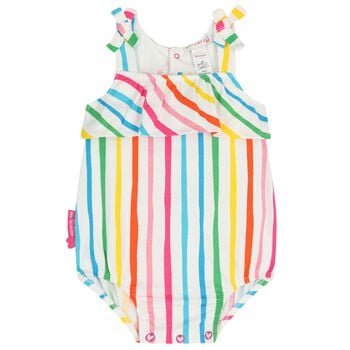 Baby Girls White Striped Bodysuit