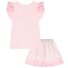Girls Pink Broderie Anglaise Skirt Set, 1, hi-res