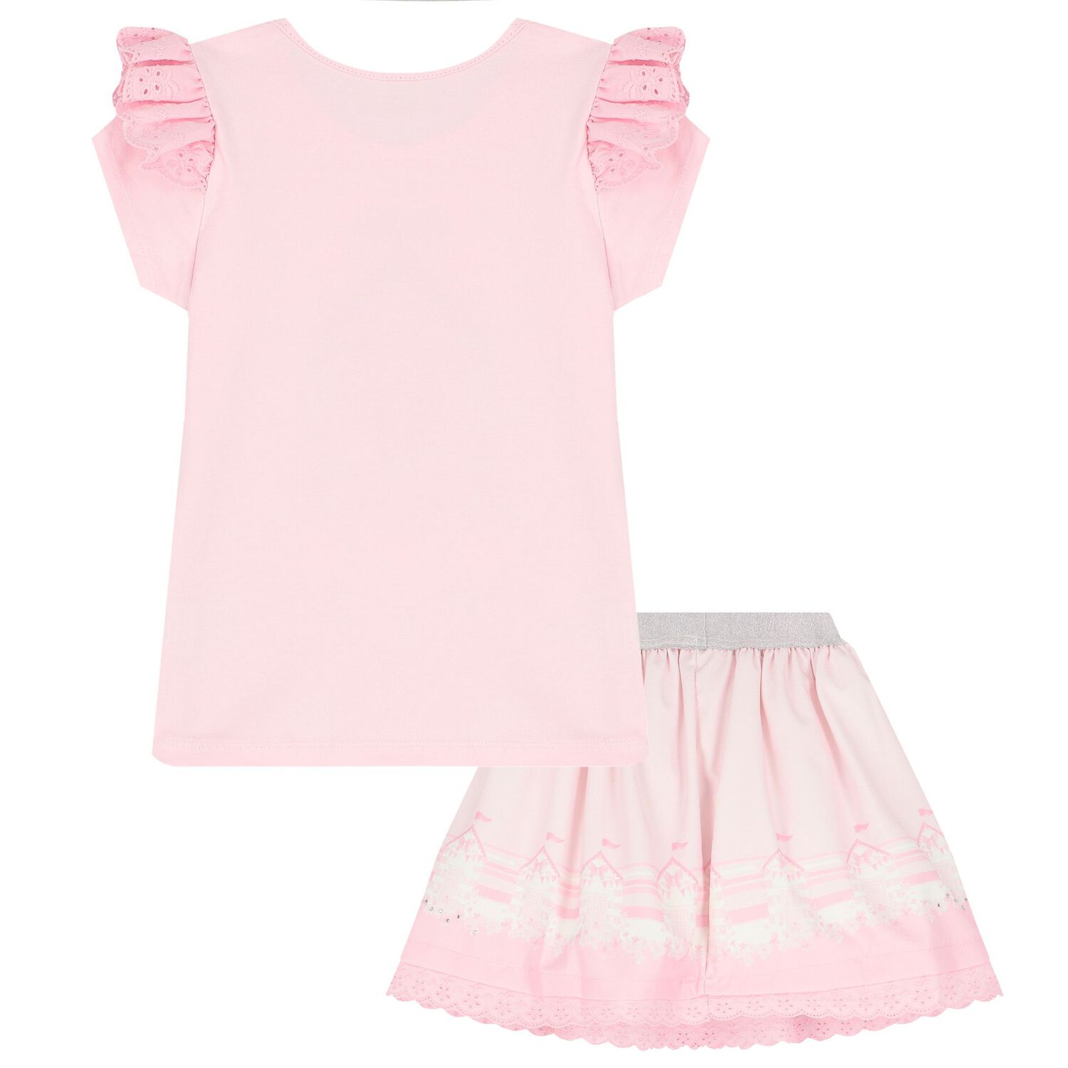 Girls Pink Broderie Anglaise Skirt Set, 1, hi-res image number null