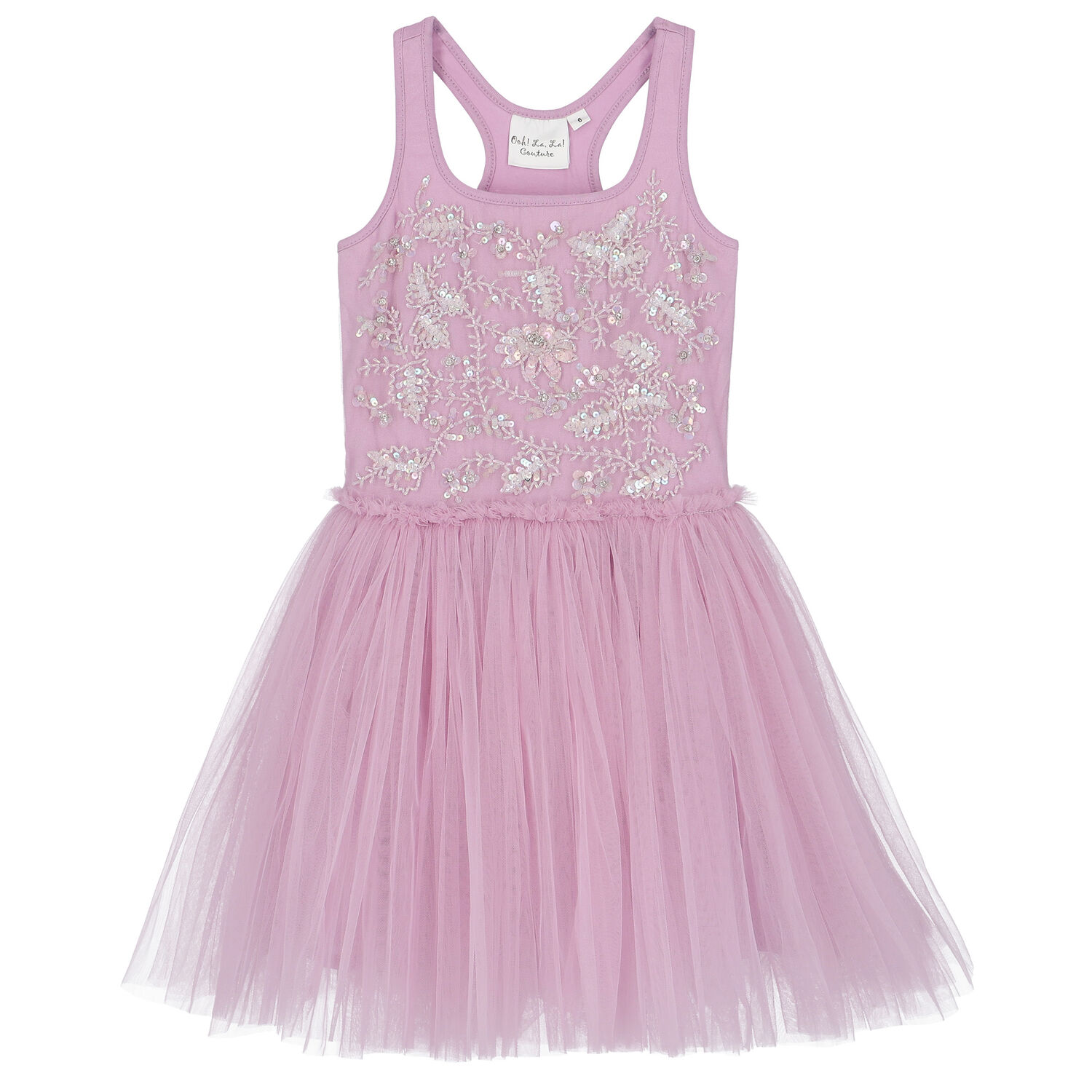 Girls Lilac Embellished Tulle Dress, 1, hi-res image number null