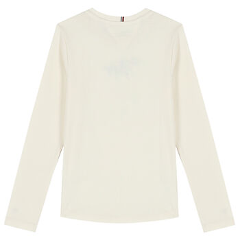 Girls Ivory Logo Long Sleeve Top
