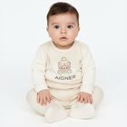 Ivory & Beige Teddy Bear Logo Babygrow, 1, hi-res