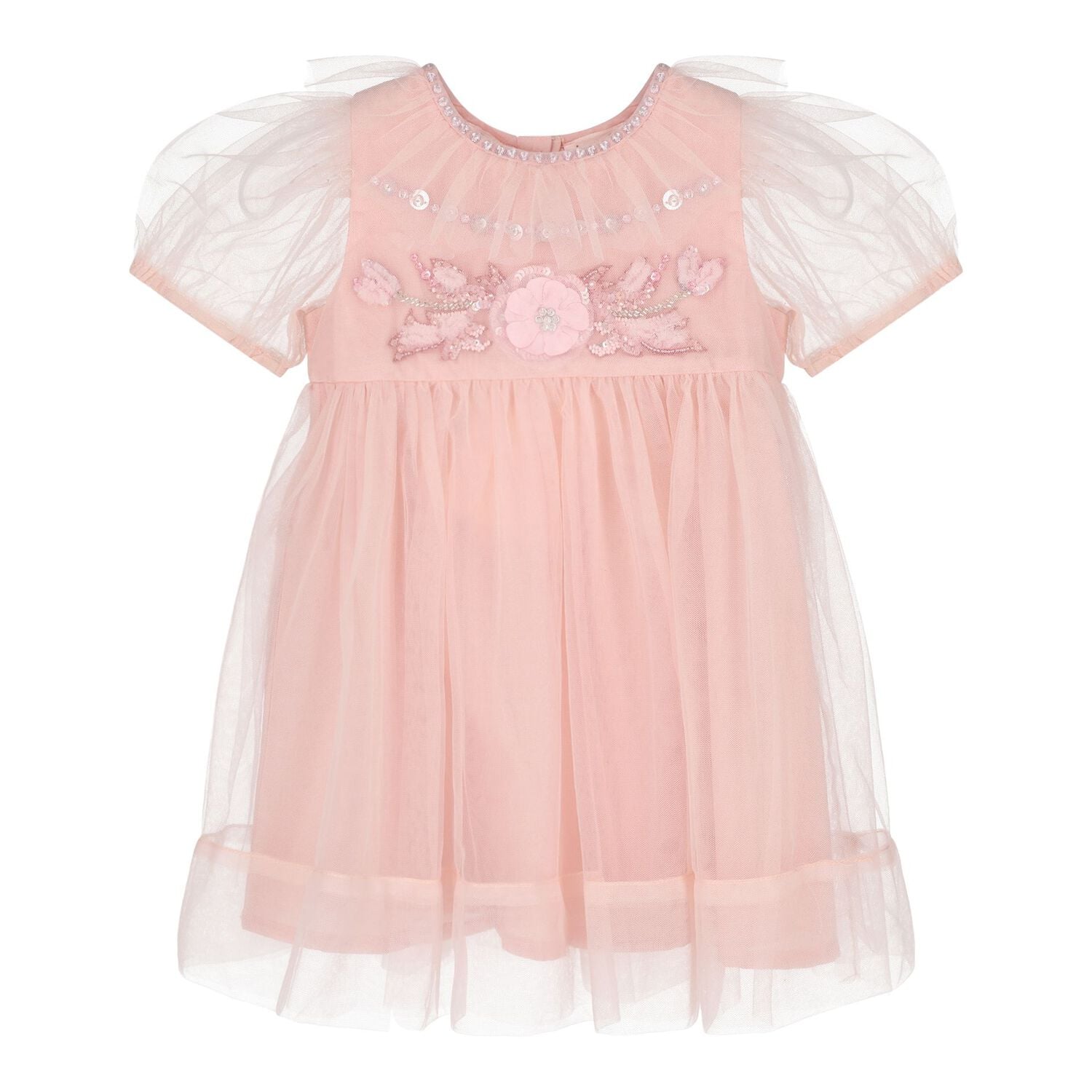 Baby Girls Pink Sequin Tulle Dress Set, 1, hi-res