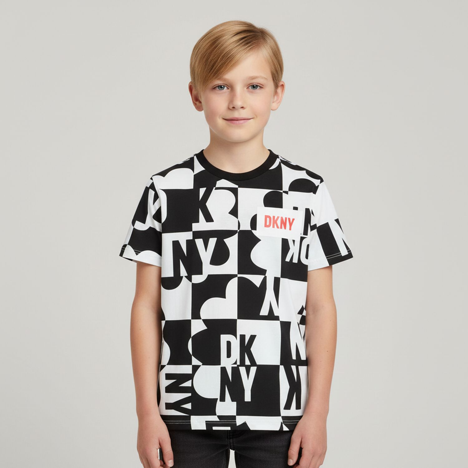 تيشيرت بالشعار باللون الأسود والأبيض, 1, hi-res