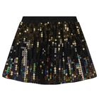 Girls Black Tulle & Gold Sequins Skirt, 1, hi-res