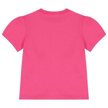 بلوزة بالشعار المرصع باحجار الراين باللون الوردي للبنات 