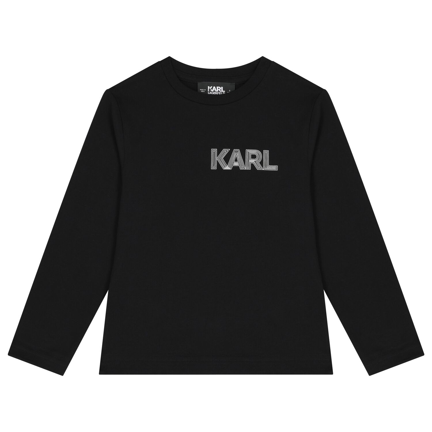 توب أولاد بأكمام بالشعار باللون الأسود, 2, hi-res