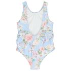 بدله سباحه للبنات مزينه بالزهور باللون الازرق , 2, hi-res
