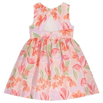 Girls Orange & Pink Floral Dress
