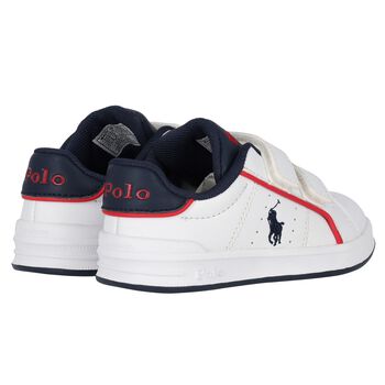 Younger Boys White Logo Trainers