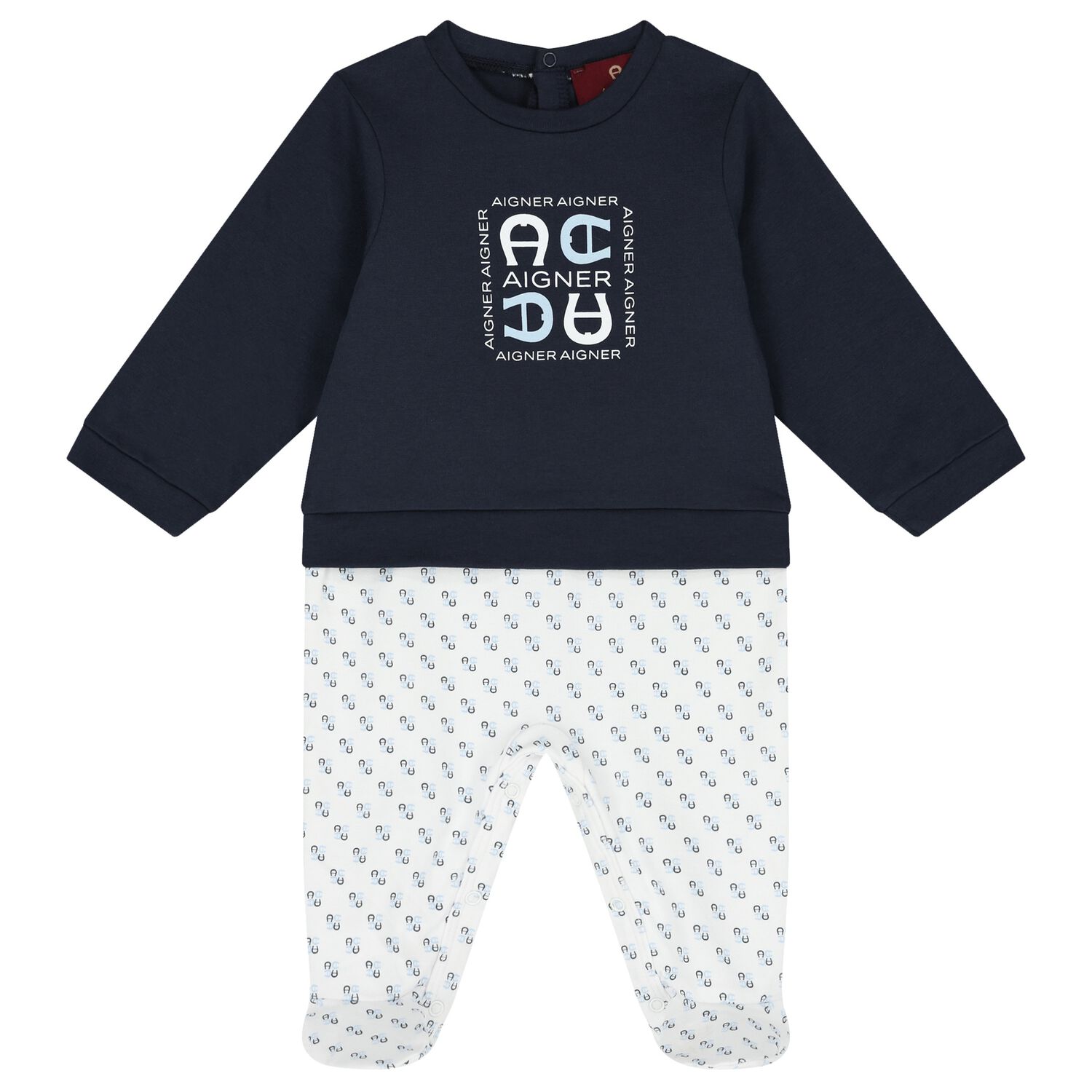 Baby Boys Navy Blue Logo Babygrow, 3, hi-res