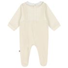 Beige & Gold Logo Babygrow, 1, hi-res