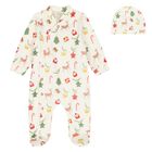 Baby Boys Ivory Festive Babygrow Set, 1, hi-res