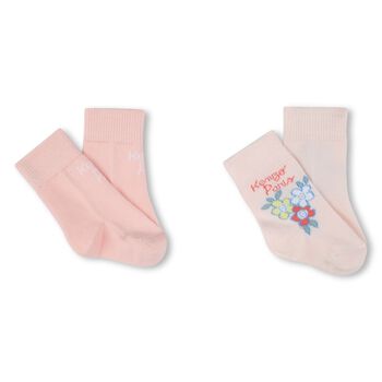 Baby Girls Pink Logo Socks ( 2-Pack )