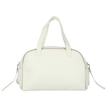 Ivory Faux Leather Quilted Baby Changing Bag