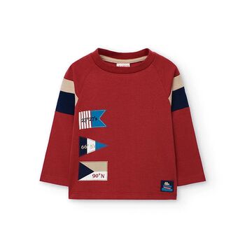 Boys Red Logo Long Sleeve Top