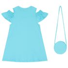Girls Blue Ruffled Dress Set, 4, hi-res