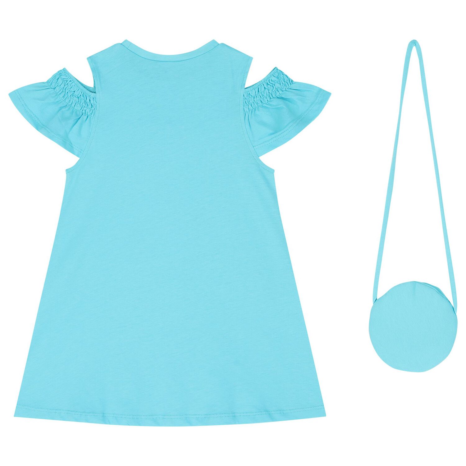 Girls Blue Ruffled Dress Set, 4, hi-res