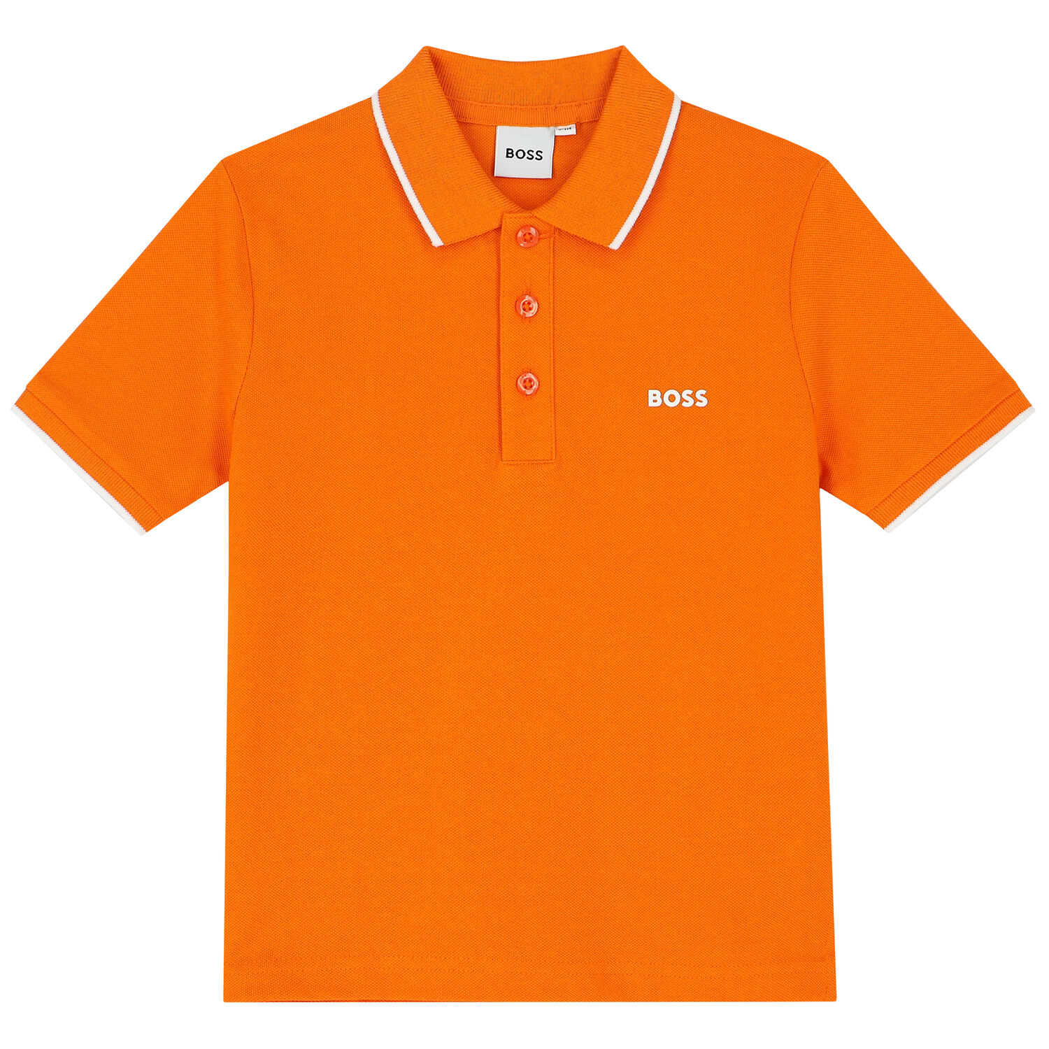 تيشيرت بولو بالشعار باللون البرتقالى للأولاد, 3, hi-res