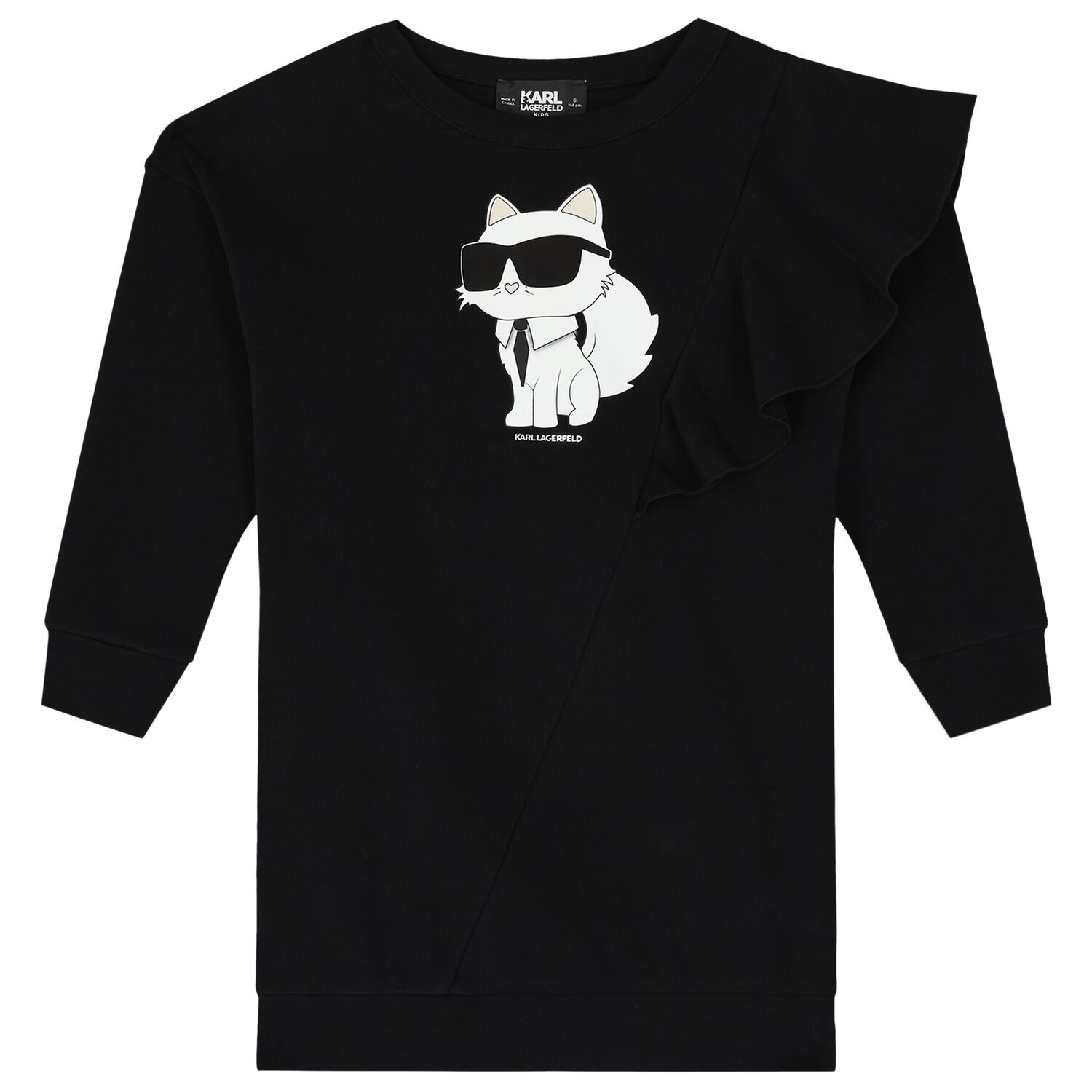 فستان بنات بشعار شوبيت باللون الأسود, 1, hi-res