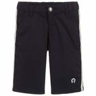 Boys Navy Logo Shorts, 1, hi-res