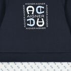 Baby Boys Navy Blue Logo Babygrow, 3, hi-res