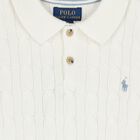 Boys Ivory Logo Knit Polo Shirt , 1, hi-res