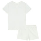 Girls White Logo Short Set, 3, hi-res
