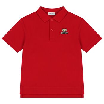 Boys Red Teddy Bear Polo Shirt