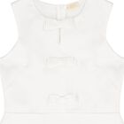 Girls White Bow Satin Dress, 1, hi-res