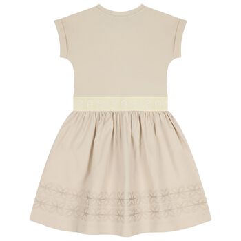 Girls Beige Logo Dress