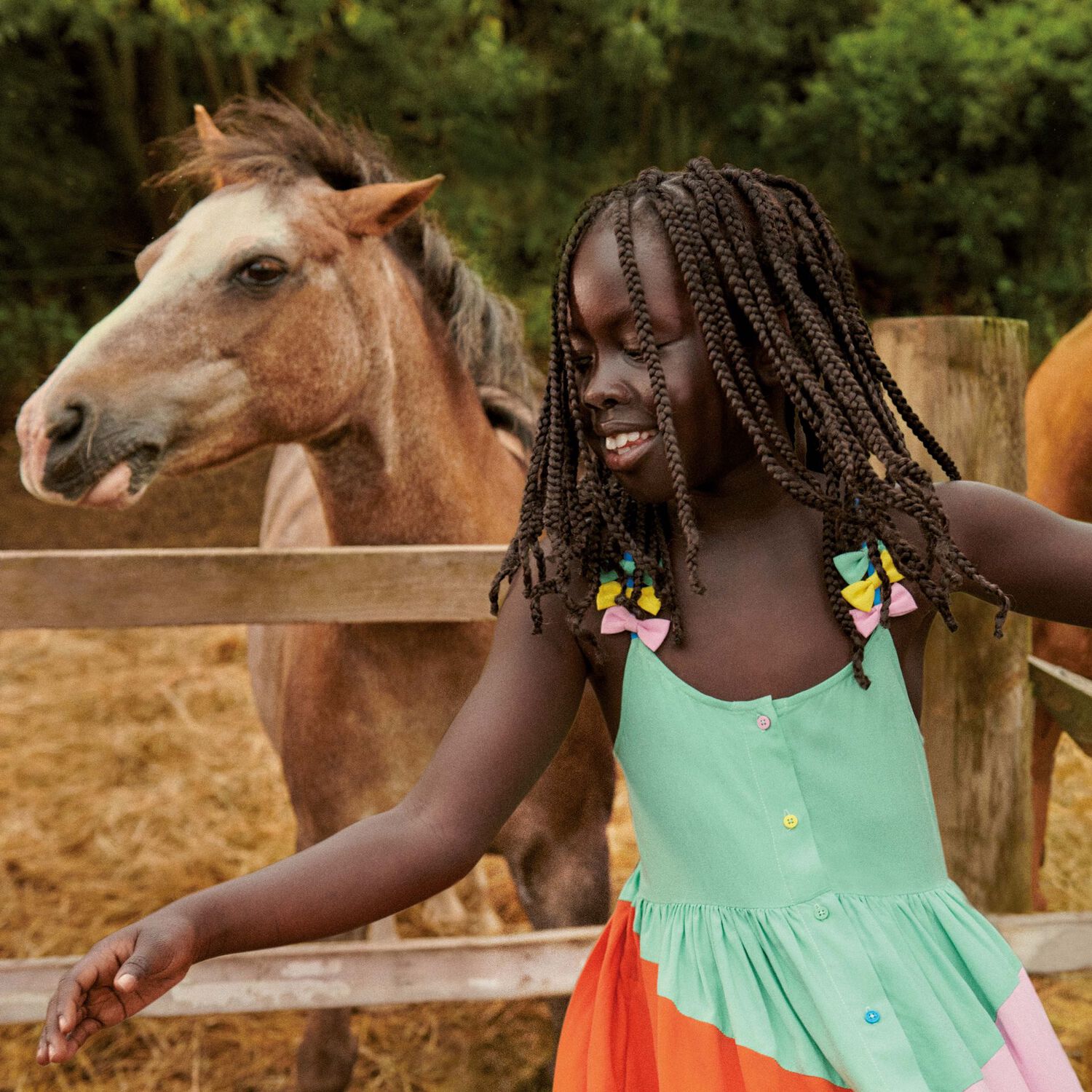 فستان بنات بفيونكة متعدد الألوان, 1, hi-res image number null